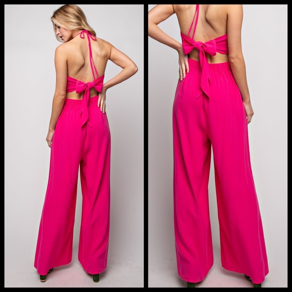 easel Pants & Jumpsuits Easel Eleonor Halter Jumpsuit Open Back W